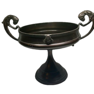 Vintage Bronze Ornate 7” Bowl with Ram Handles
